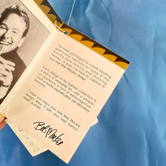 Bob Mackie | NWT | Wearable Art | Blue with Flower Bouquet in Pocket | Sz L - Picture 4 of 10